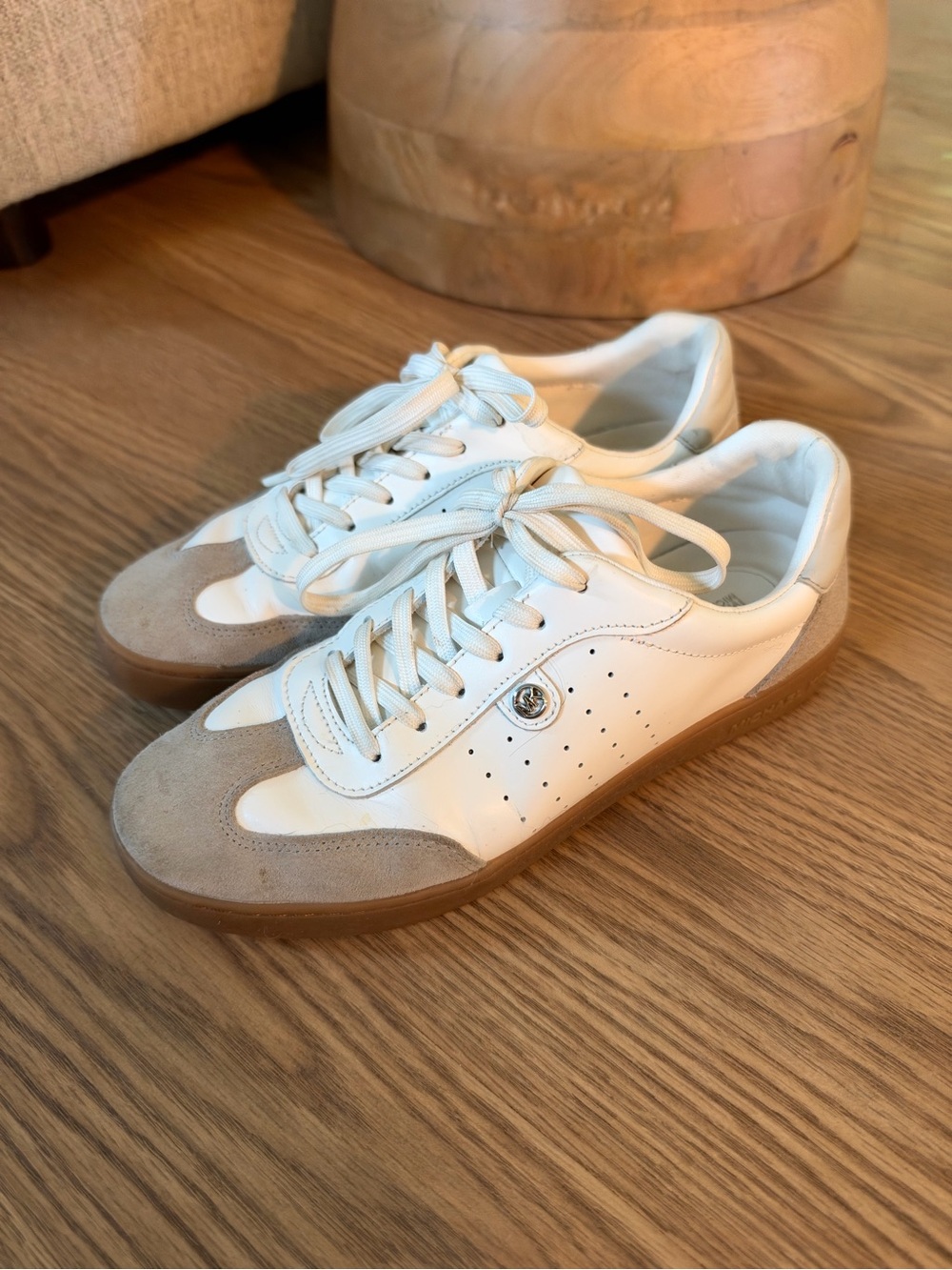 Michael Kors White Leather Suede Gum Sole Sneakers Women’s 7.5 M